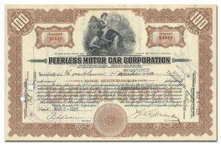 Peerless Motor Car Corporation Stock Certificate