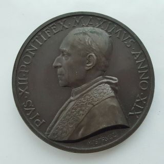 Vatican Mistruzzi Art.  Medal Pius •xii•pontifex•maximus || Anno • Xix,  44mm,  34g