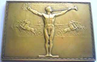 Bronze Plaque By Huguenin - 1931 - 72 X 49 Mm - 118 Gramm