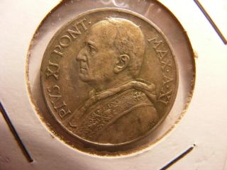 Vatican 1932 Silver 5 Lira,  Xf,  His Holiness Pope Pius Xi