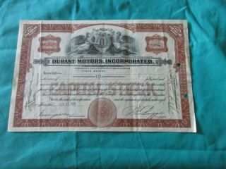 Durant Motors,  Incorporated.  Stock Certificate.  1928 - 10 Shares