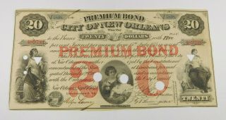 1875 $20 City Of Orleans Premium Bond Certificate