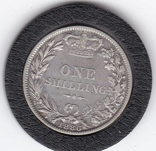 Sharp 1886 Queen Victoria Sterling Silver Shilling British Coin