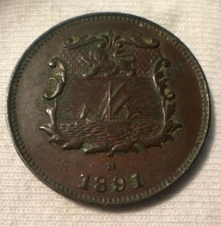 1891 - H British North Borneo 1/2 Cent Coin