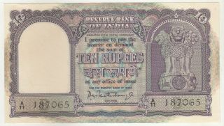 India 10 Rupees P.  C.  Bhattacharya Signature 1962 - 67 Issue Banknote P40 In Unc