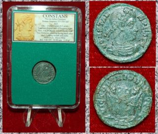 Ancient Roman Empire Coin Of Constans Two Victories With Wreaths And Palms