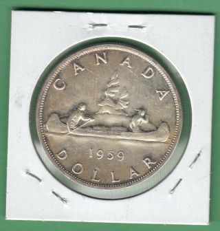 1959 Canadian One Silver Dollar Coin - AU - 50 2