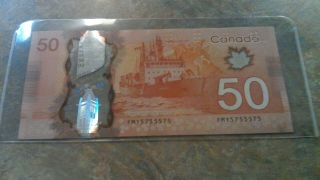 2012 Bank Of Canada $50.  00 Dollar Note 2 Digit Radar Note (lightly Circulated)