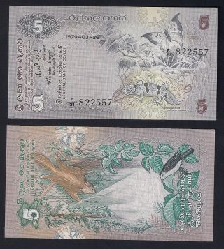 Ceylon / Sri Lanka 5 Rupees 1979 P.  84,  Uncirculated Unc