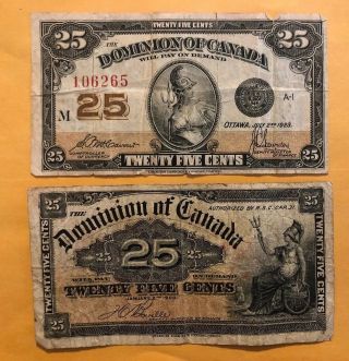 2 Canada 25 Cents 1900 1923