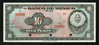 Banco De Mexico,  Ca.  1937 - 42 10 Pesos Specimen Banknote,  Choice - Gem Unc,  Abnc