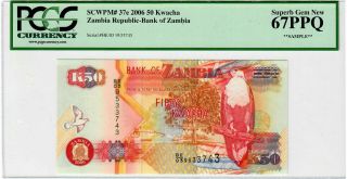 Zambia Republic - Bank Of Zambia - Scwpm 37e - Pcgs 67ppq - " Sample " -