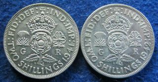 1941 & 1942 Great Britain Silver Florins/two Shillings - U S