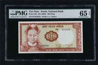 1966 Viet Nam South National Bank 100 Dong Pick 19b Pmg 65 Epq Gem Unc