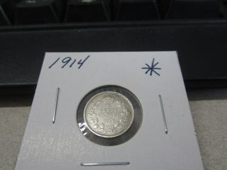 1914 - Canada - Silver Five Cent - Circulated Nickel - Coin -