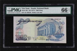 1971 Viet Nam South National Bank 1000 Dong Pick 29a Pmg 66 Epq Gem Unc