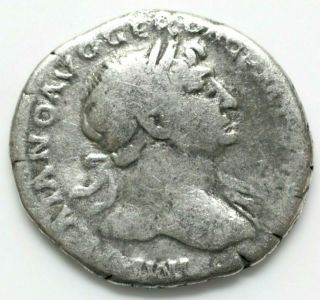 Trajan Ar Denarius.  Rome,  Laureate Bust Right / Victory Standing To Right,  Left