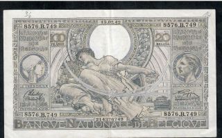 100 Francs From Belgium 1942 Fine/vf