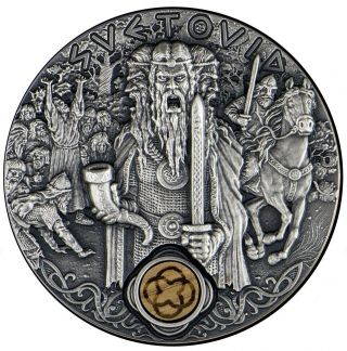 Svetovid Slavic Gods 2 Oz Silver Coin 2$ Niue 2019 Laser Engraved Wood Insert