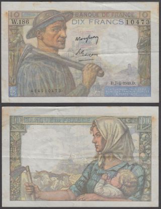 France 10 Francs 1949 (vf) Banknote P - 99f
