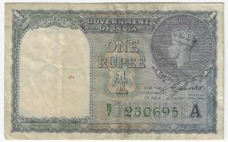 Government Of India 1940 Nd Issue 1 Rupee Pick 25d Foreign World Banknote