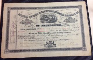 Second & Third Street Passenger Railway Co.  Of Philadelphia Stock Certificate