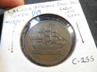 D19 Canada Prince Edward Island C.  1830 1/2 Penny Token
