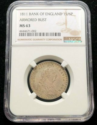 1811 Great Britain 1 Shilling 6 Pence,  Bank Of England Token,  Ch Unc Ngc Ms 63