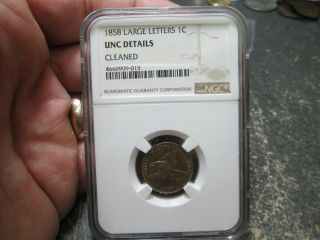 1858 Large Letters Flying Eagle Cent In Ngc Uncirculated
