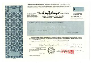 Walt Disney Co. ,  1990 Registered Specimen Bond,  Xf - Facsimile Signature Of Eisner