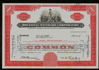 Rockwell Standard Corporation Old Stock Cert.