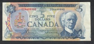 1972 Bank Of Canada 5 Dollars Bank Note Cut Off Size Error