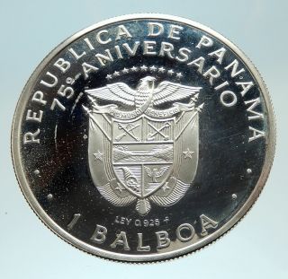1978 PANAMA Large Spanish CONQUISTADOR Antique Proof Silver BALBOA Coin i76793 2