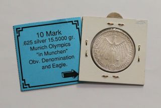 Germany Federal 10 Mark 1972 G Silver Olympics B18 K1769