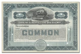 Carolina,  Clinchfield And Ohio Railway Specimen Stock Certificate