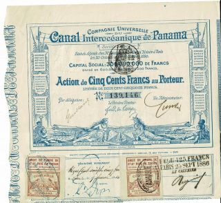 Canal Interocéanique De Panama - Paris 1880 Action 500 Francs - Ferd.  De Lesseps