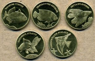 Maluku Islands (indonesia) 2016 5 Rupees 5 Coins Set Fish