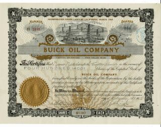 Buick Oil Company - 1912 - Certificate 400 Shares