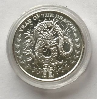 2012 Somaliland Year Of The Dragon 1/10 Oz 999 Fine Silver Coin In Capsule