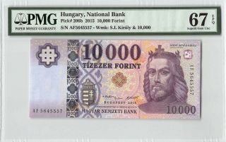 Hungary 2015 P - 206b Pmg Gem Un C67 Epq 10,  000 Forint