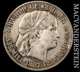 Haiti: 1887 Fifty Centimes - Silver Scarce Nr1048