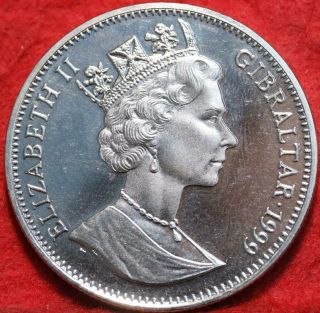 Uncirculated 1999 Gibraltar Clad One Crown King Canute Foreign Coin