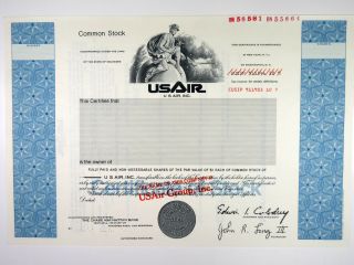 Us Air,  Inc. ,  1980 Specimen Stock Certificate,  Xf - Name Change - Usair Group,  Inc