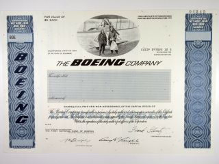 Boeing Co. ,  1960s 100,  000 Shrs Capital Stock Specimen Certificate,  Xf Abnc