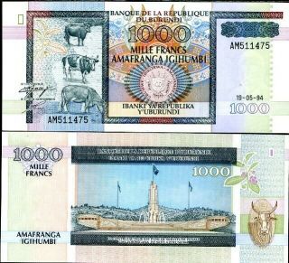 Burundi 1000 1,  000 Francs 1994 P 39 Unc