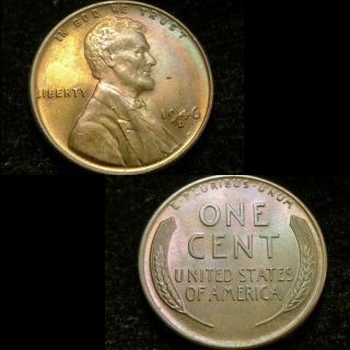 1946 - D Nicely Toned Bu/uncirculated Lincoln Cent Wheat Penny