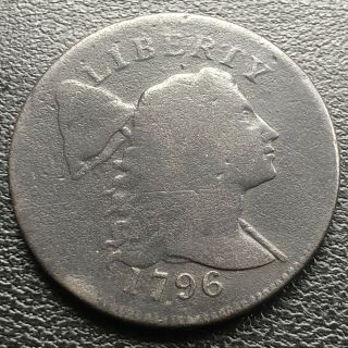 1796 Large Cent Liberty Cap Flowing Hair One Cent Better Grade Vg - F 18459