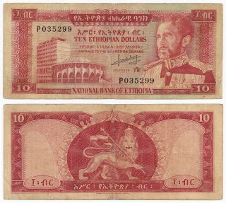 Ethiopia,  10 Dollars 1966,  Pick 27a,  F/vf