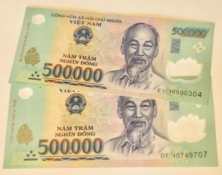 1 Million Vietnamese Dong Uncirculated (2 X 500,  000)