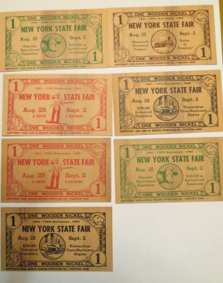 1940 York State Fair 100th Anniv.  Set Of 7 Wooden Nickel Flats